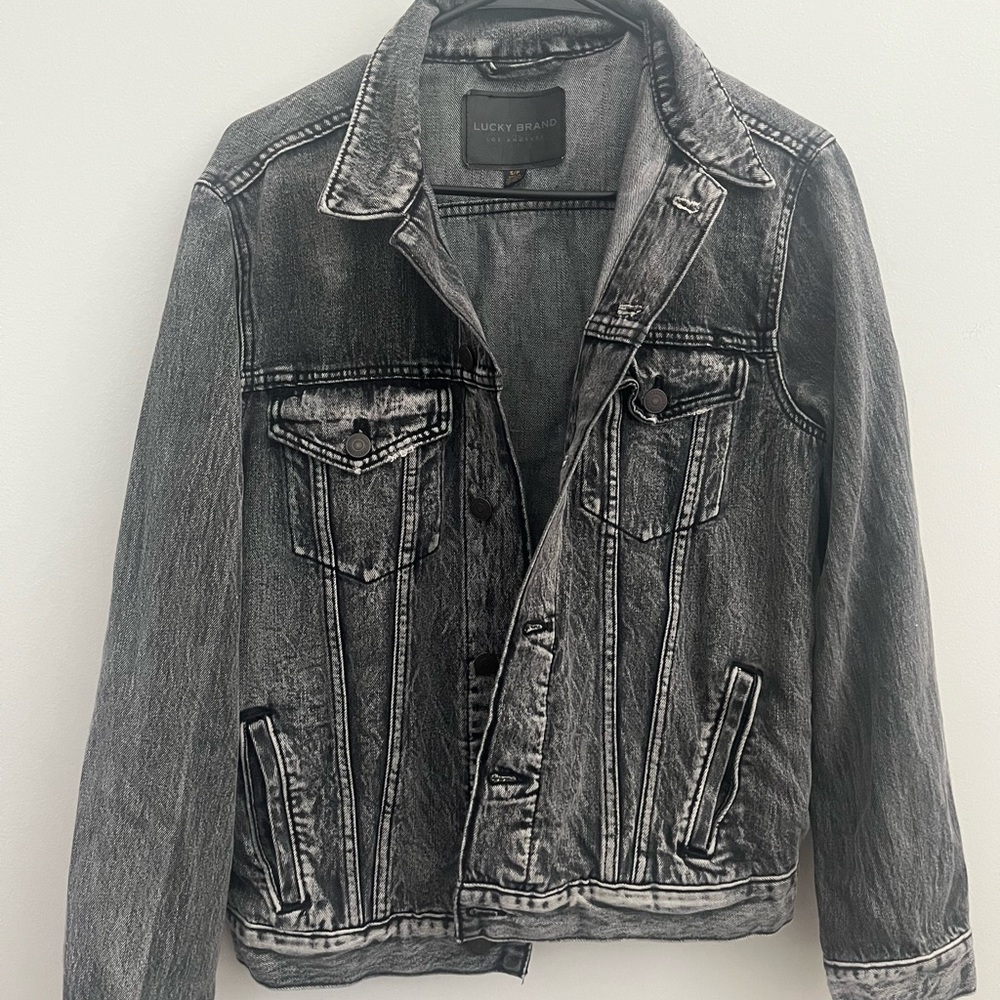 small gray lucky brand jean jacket